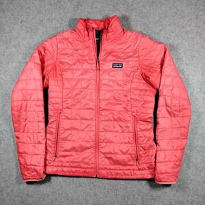 Patagonia Womens Nano Puff Jacket Coral Pink Red PrimaLoft Quilted 84216 Small